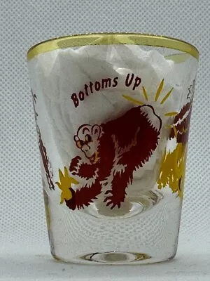 Antique Bottoms Up Monkey Shot Glass Gold Rim • $5