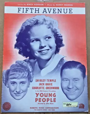 1940 SHIRLEY TEMPLE FILM Sheet Music YOUNG PEOPLE Harry Warren FIFTH AVENUE • $53.07