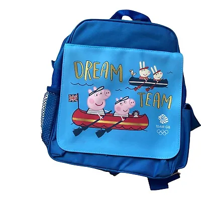 £13.99 • Buy Official Peppa Pig Backpack Rucksack Blue Features Olympics GB Dream Team 