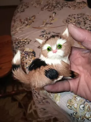 Adorable Vintage Realistic Real Rabbit Fur Cat Kitten. Calico. • $19.99