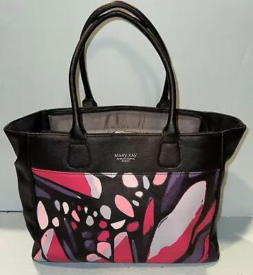 Mary Kay Black Pink Butterfly Hand Bag Tote Benito Santos Mexico Gray Lining • $39.99