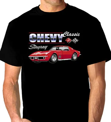 1968 Chevy  Corvette  Stingray  Quality Black Tshirt (8 Car  Colours) Big Fit  • $38
