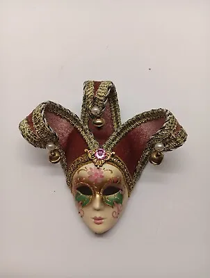 La Maschera Del Galeone Small Venetian Mask  Italy Vintage COA Pink  • $30