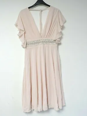 £49.99 • Buy TFNC WEDDING Fluted Sleeve Embellished Waist Midi Dress Size UK 12 DH192 HH 05