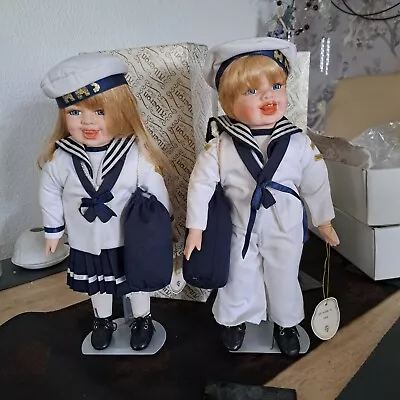 1980's Alberon Signature Collection H.M.S Sailor Boy + Girl Dolls  With Stand • £15.99