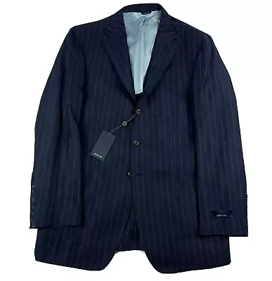 David Chu Linen Silk Blue Striped Blazer Size Mens 42R NWT 1160$ • $159.99