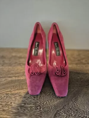 Jane Shilton Suede Pink With Black Heel Court Shoes Size 6 • £4