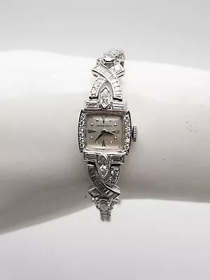 Vintage 1950s Tiffany & Co 3ct VS G Diamond Platinum Ladies Watch 28g SERVICED • $3450