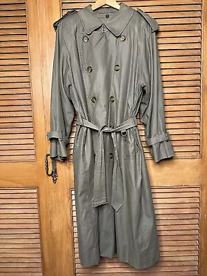 Vintage BURBERRY Men’s Rain Trench W/ Lining - Green Double Breasted 48 XL • $175