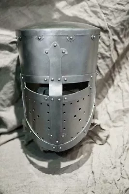 Helmet Armor Replica Helmet 18 Gage Steel Medieval Templar Helmet Great • $89.99