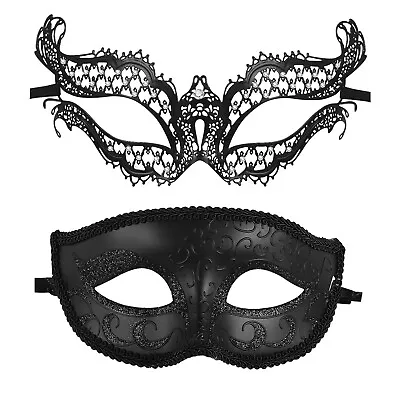 2Pcs Couples Venetian Metal Masks Party Masquerade Mardi Gras Halloween Costume • $13.94