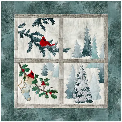 McKenna Ryan JOYEUX NOEL Laser Cut Kit Blk 2 Window Kit W/Back & Border Fabric • $116