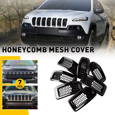 7X Black Front Bumper Honeycomb Mesh Grill Inserts For Jeep Cherokee 2014-2018 • $41.79