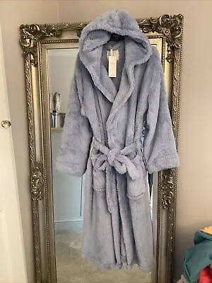Bnwt M&s Duvet Days Light Blue Fleece Dressing Gown Size Medium New • £19.99