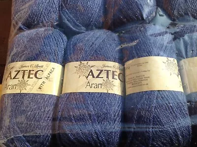  James C Brett Aztec Aran Knitting Wool 5x100g 10% Alpaca Denim  Blue Shade Al16 • £19.50