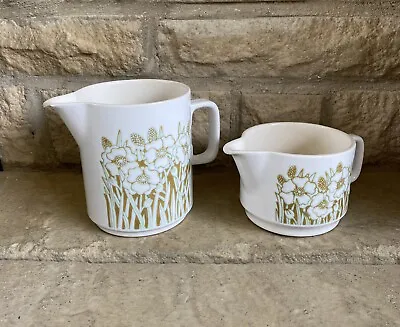 Vintage Hornsea Pottery Fleur Milk Jug & Cream Jug Set Of 2 White • £8.90