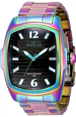 Invicta Men's 47mm GRAND LUPAH BLACK Dial IRIDESCENT Stainless Steel Watch • $59.99