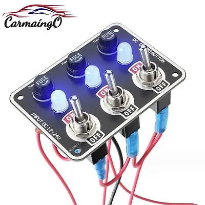 3 Gang Metal Rocker Switch Panel W/ LED Circuit Breaker Fuse Box Car Marine Boat • $19.99