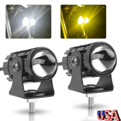 2X LED Motorcycle Headlight Yellow White Hi/Lo Spot Light Driving Fog Lamp ATV • $17.98