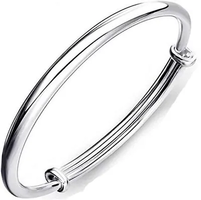 Fashion Women Jewellery Solid 925 Sterling Silver Bangle Bracelet Gift • £4.27