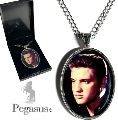 Elvis Presley Boxed Extra Large Pendant On A Long Chain  Cabochon Necklace • $25.88