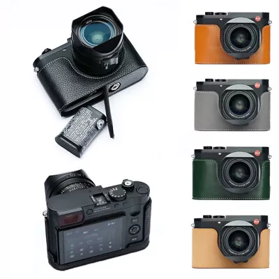 Vintage Handmade Cowhide Camera Half Cases Bag Protection Cover Fit For Leica Q3 • $65.03