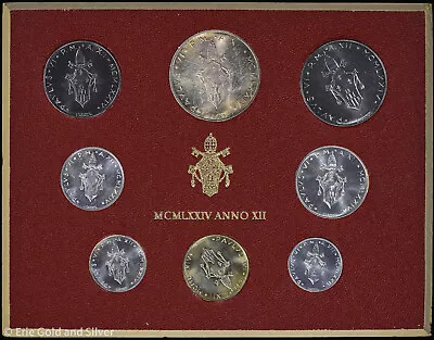 1974 Vatican City 8pc Coin & 2pc Stamp Official Mint Set | MCMLXXIV Anno XII • $21.95