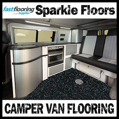 Altro Black Sparkly Camper Van Flooring / Motorhome / Caravan / Safety Flooring • £1