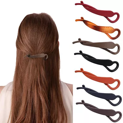 $1.42 • Buy Frosted Banana Clip Solid Twist Hairpin Simple Matte Hair Claws Grip Barrettes U