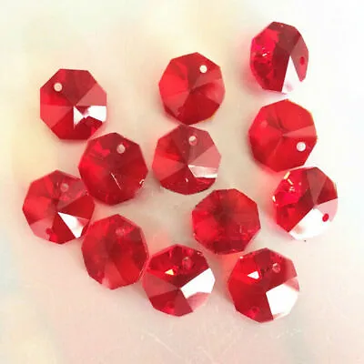 £1.92 • Buy 20pcs 14mm Red Crystal Octagonal Bead Prism Decoration Crystal Chandelier Parts