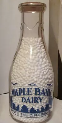 Vintage Old Milk Bottle Blue Pyro-Maple Bank Dairy Ayrshire StroudsburgPa • $38