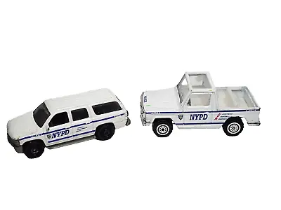 Set Of 2 RealToy & Matchbox Police NYPD Mercedes & Suburban White 1:64 Cars • $6.99