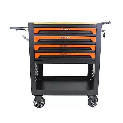 4 Drawers Metal Rolling Tool Chest Cart W/ Shelf For Garage Tool Storage Cabinet • $300