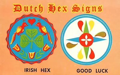 Postcard PA Dutch Hex Signs Irish Hex Good Luck Unposted Chrome Vintage PC F9967 • $3