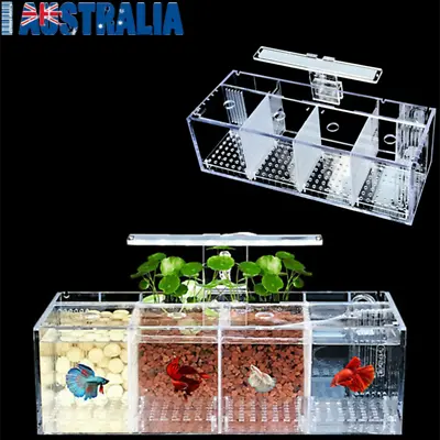 $58.92 • Buy 3/4Grid Acrylic Betta Fish Tank LED Light Mini Desktop Aquarium Water Pump