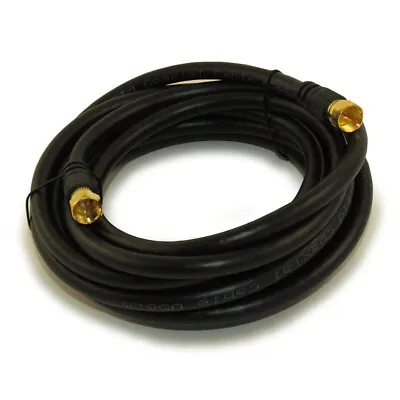 12ft RG6 QUAD SHIELD Black HI-BANDWIDTH Coax Cable F-type Gold Plated • $4.99