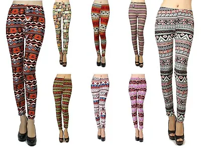 NWT Womens Casual Wild Crazy Pattern Aztec Indian Animal Native Stretch Leggings • $7.16