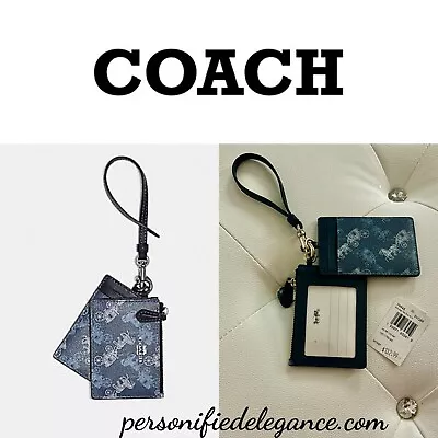 NEW Coach Horse &  Carriage Indigo Pale Blue Multi Leather 2-pc Lanyard Set • $144.79