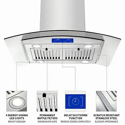 30Inch Stainless Steel Kitchen Island Range Hood 900CFM Touch Control LED Light • $289.99