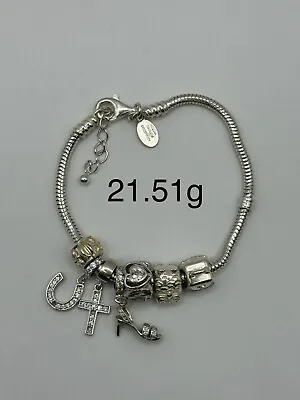 Sterling Silver Charm Company Charm Bracelet 21.51 Grams 8.3 Inches 2.9mm Links • £49.99