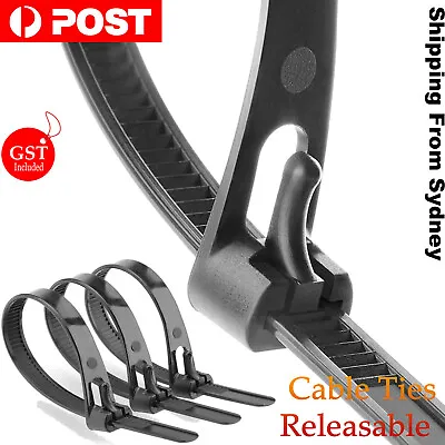 12-72X Cable Ties Zip Nylon Plastic Releasable Reusable Wraps Ratchet Wire Black • $5.32