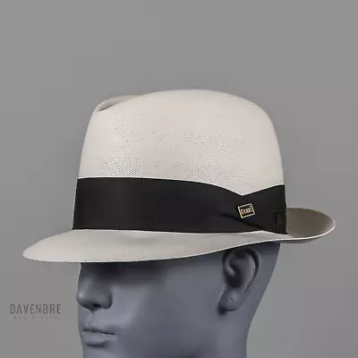 Vintage Dobbs Fifth Avenue Sabre Straw Panama Hat Mens 7 Genuine Shantung • $35.96