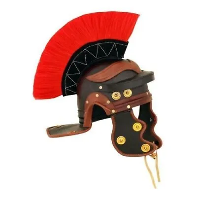 Medieval Leather Roman Centurion Helmet With Plume SCA ICA LARP REENACTMENT • $149.90