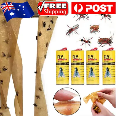 4-48 Rolls Sticky Fly Trap Paper Insect Bug Catcher Strip Flies Sticker NonToxic • $3.44