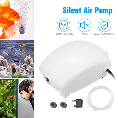 £8.19 • Buy Oxygen Air Pump Silent Aquarium Fish Tank Bubble Stone Aquatic Supplies UK Plug