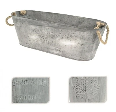 £17.99 • Buy Plant Flower Pot Planter Box Covent Garden Mulberry Tree 55cm Oval Zinc Metal