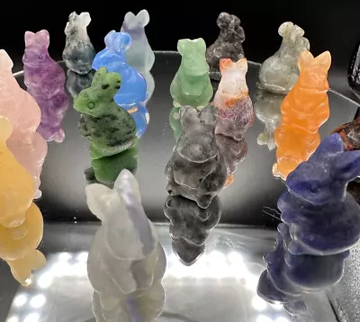 1 X Mixed Material Bunny Rabbit Crystal Carving Natural Gemstone Character • £5.95