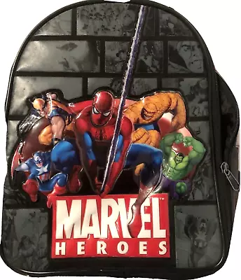 Backpack Super Heroes Marvel Kids Black NEW 10 X 12 X 2.5  Adj Straps Clean • $15.33