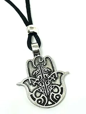 Hamsa Nazar Evil Eye Hand Of Fatima Protection Pendant Beaded Cord Necklace  • £6.95