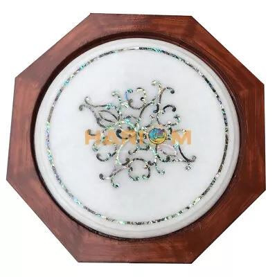 £281 • Buy 12  Round White Marble Coffee Table Top Mother Of Pearl Inlay & 18  Stand W035